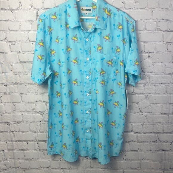 Tipsy Elves Tacosaurus Hawaiian Button Up Shirt NEW Size XL - Picture 1 of 9